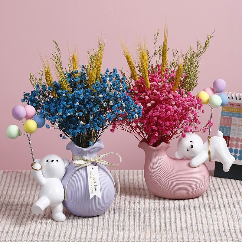 Bear vases Flower Decorations Household Ornaments Home Living Room Decor Accessories Interior Office Desktop Decor Gift