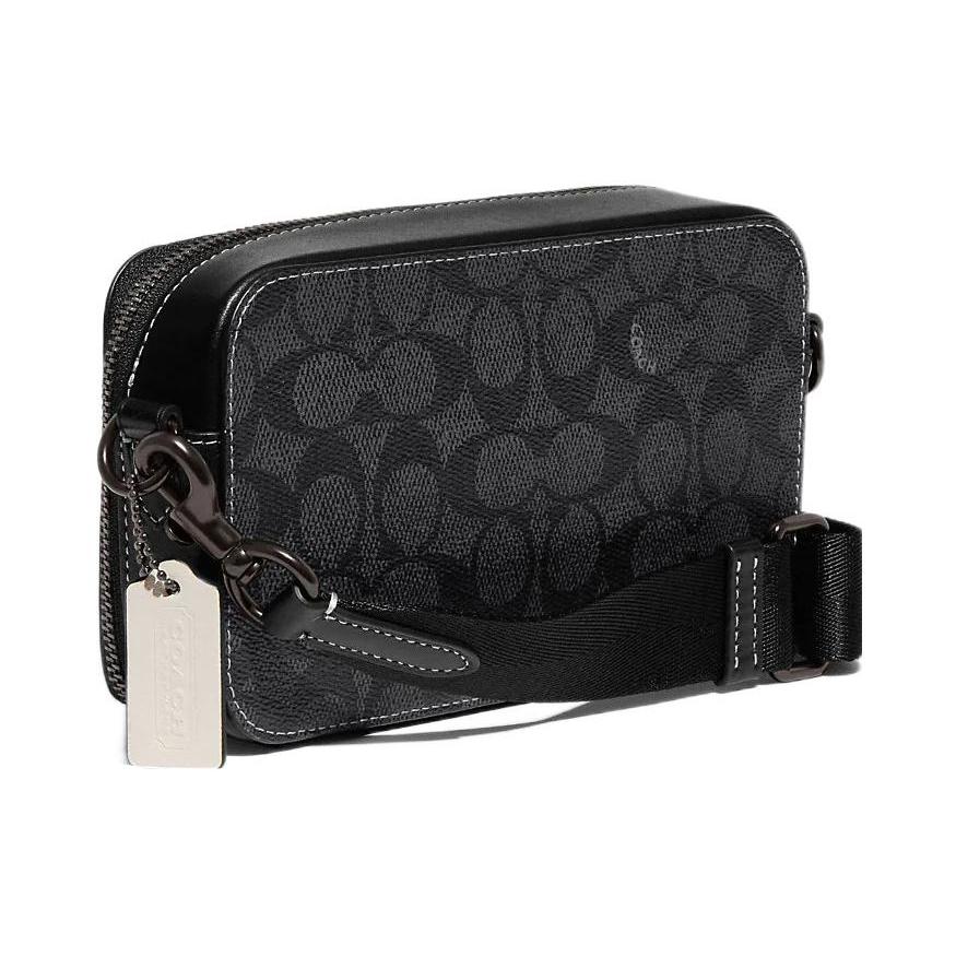 New COACH Charter Coated Canvas With Calfskin Combo Bag, Shoulder Bag, Crossbody Bag Trumpets Men's Black CF932-A5F