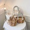 Trendy Woven Straw Bucket Bag With Bow Fashionable Casual Handbag For Women 2023