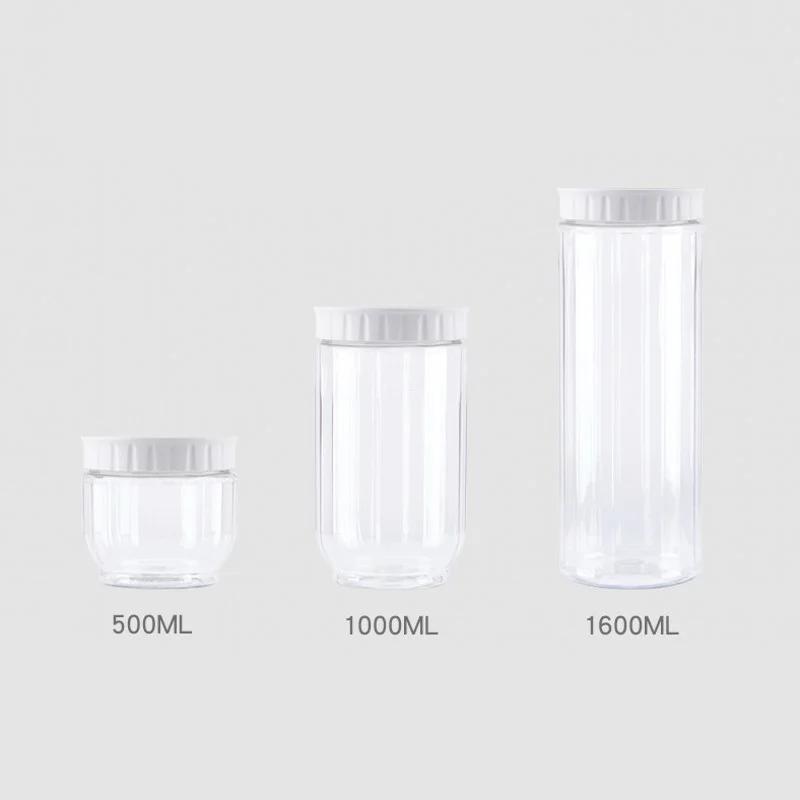 Kitchen Storage Box Jar Cup Sealing Food Preservation Plastic Bottles Fresh Transparent Grain Bean Rice Sealed Storage Container
