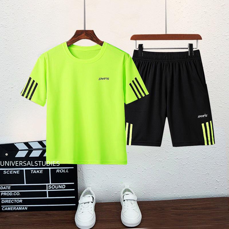 Boys' Summer Quick-Dry Shorts Set with T-Shirt - Sports Casual Outfit