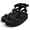 Great Sandals Enid Velcro Leather Black Leather Women 38 221033Z Used