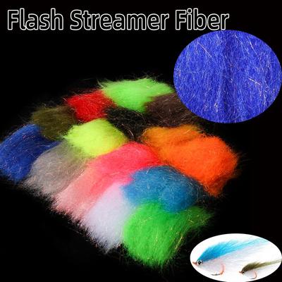 1 Packung gewellte Slinky Fiber Flash Streamer Fiber für Minnow Streamer Fliegen Salzwasser Forelle Bass Hecht Köder Fliegenbinden Material