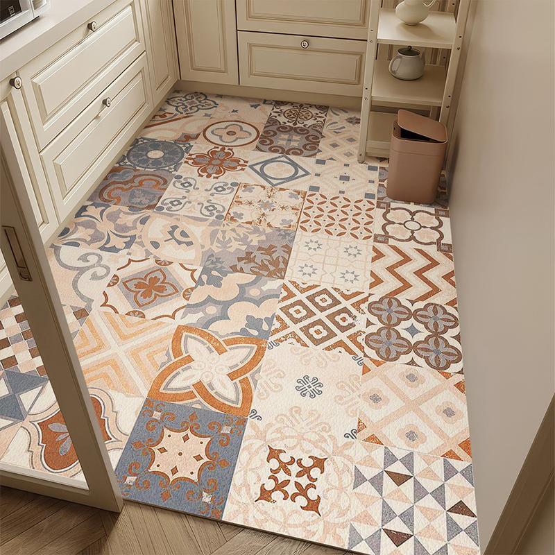 Rug for Kitchen Pvc Waterproof Leather Carpet Large Size Floor Mat Non-slip Oil-proof Home Decoration Rugs Alfombras De Cocina
