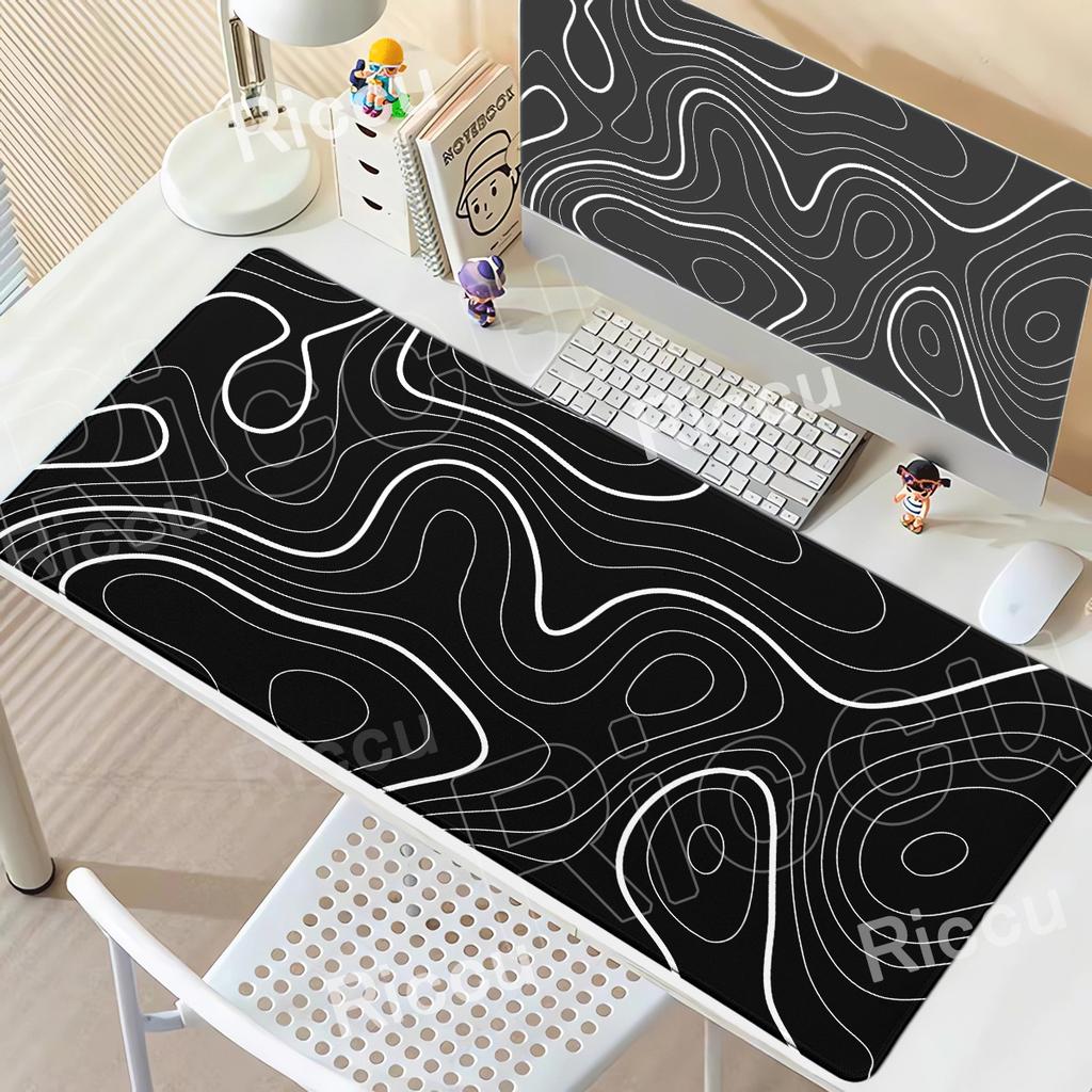 HD printing Mouse Pad Gaming Black Contour Line Large Mousepad XXL Playmat Soft Carpet Laptop Mouse Mats xmm Desk Mat Rug