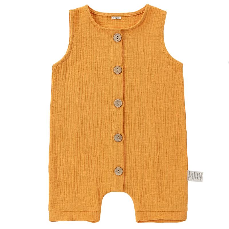 Mengqili Atmungsaktiver Baby-Baumwoll-Strampler - Ärmellos, Einfarbiger Overall für Neugeborene
