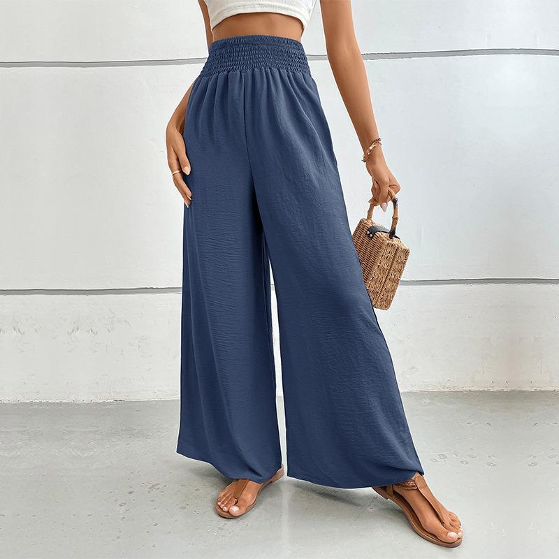 Spring and Autumn Women's Pants Trousers Casual Pants Elastic Waist Wide Leg Pants