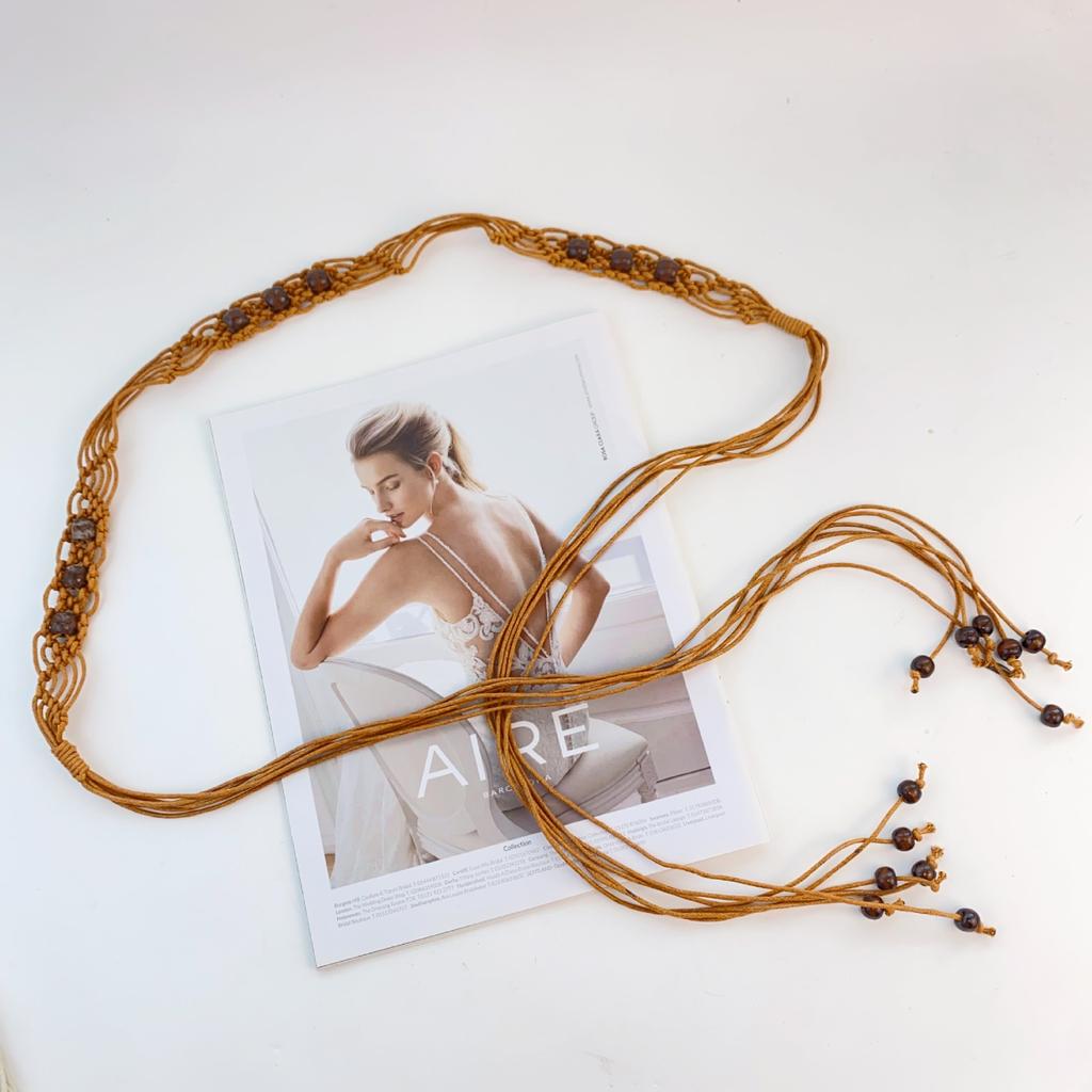 Ethnic Style Woven Women'S Belt With Skirt Retro Fringed Decorative Thin Waist Chain Dress Waist Personalized Accessories