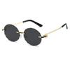 Vintage Rimless Round Metal Sunglasses Women Men Fashion Luxury Brand Designer Sun Glasses Leisure Travel Lady Man Eyewear Uv400