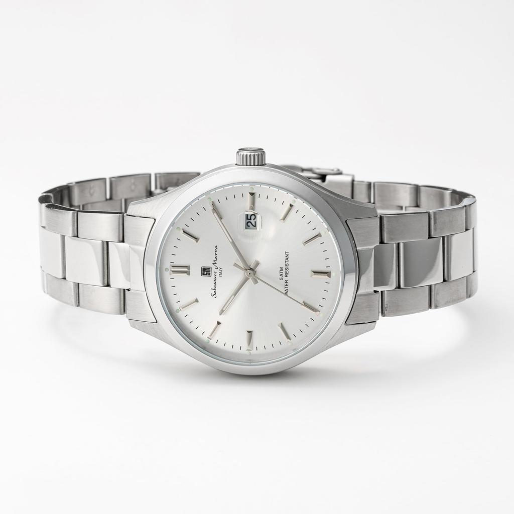 Salvatore Marra Men's Analog Watch, Simple, Popular, Business Style, Waterproof, with Cloth, Silver [Parallel Import]