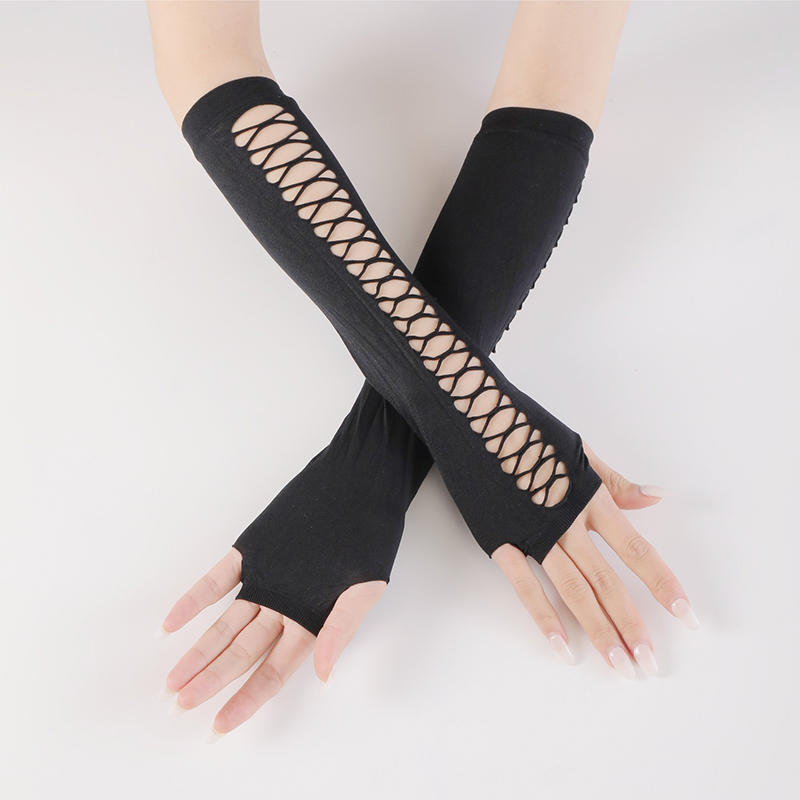 1-5Pairs Mesh Arm Sleeve Gloves Stretch Sun Protection Sleeves For Women Hip Hop Rock Gloves Black Hollow Out Fingerless Gloves
