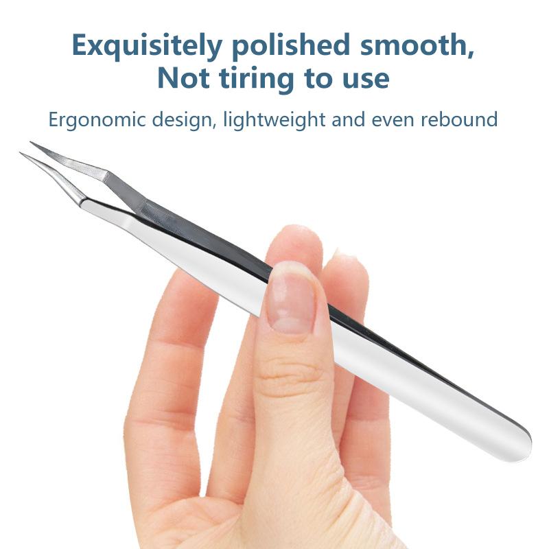 Wimpernverlängerungs-Pinzetten Anti-Rutsch Edelstahl Gebogene Spitze Gerade Pinzette Hochpräzise Nail Art Make-up Schönheitswerkzeuge