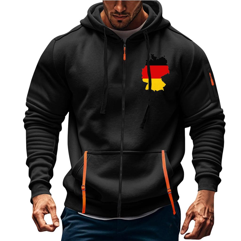 Herren Sport Casual Hoodie Hoodie Cardigan Reißverschluss Multi-Pocket Hoodie Mantel