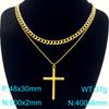 Double-Layer Stainless Steel Cross Pendant Necklaces for Men Metal Chain Religious Design Trendy Jewelry Daily Golden Accessory