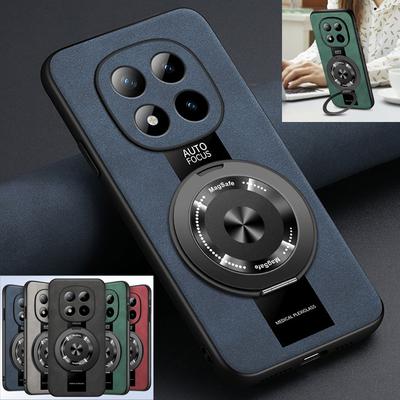 Funda Magnética de Cuero PU Retro para Xiaomi Redmi Note 15 14 Pro Plus Funda con Soporte de Anillo Giratorio 360° para Redmi Note 15 Pro Carcasa