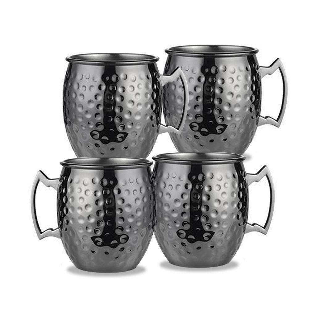Leeseph Moscow Mule Mugs, Hammered Copper Cups with 304 Stainless Steel Lining, for Cold Drinks, Beer, Wine, Bars, Parties, Gift