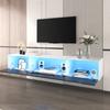 TV Cabinet, High-Gloss TV Cabinet, Color-Coordinated with Black and White, Featuring Color-Changing LED Light, Home