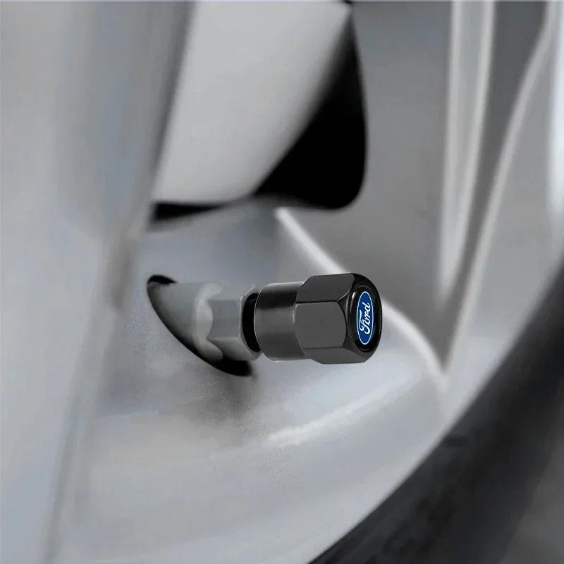 New 2026 Car Sticker 4Pcs 3D Aluminum Alloy Car Wheel Tire Air Valve Dust Caps Rim For Ford Escape Kuga Mondeo Ecosport Fiesta F