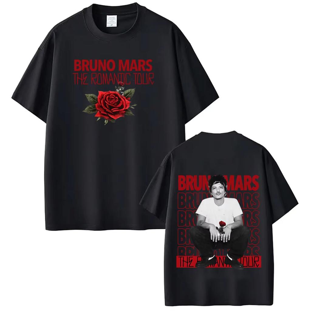 Bruno Mars The Romantic Tour 2026 Print Tshirt Man Woman Fashion Tshirts Short Sleeve Cotton Aesthetic Trend Hiphop Tshirts