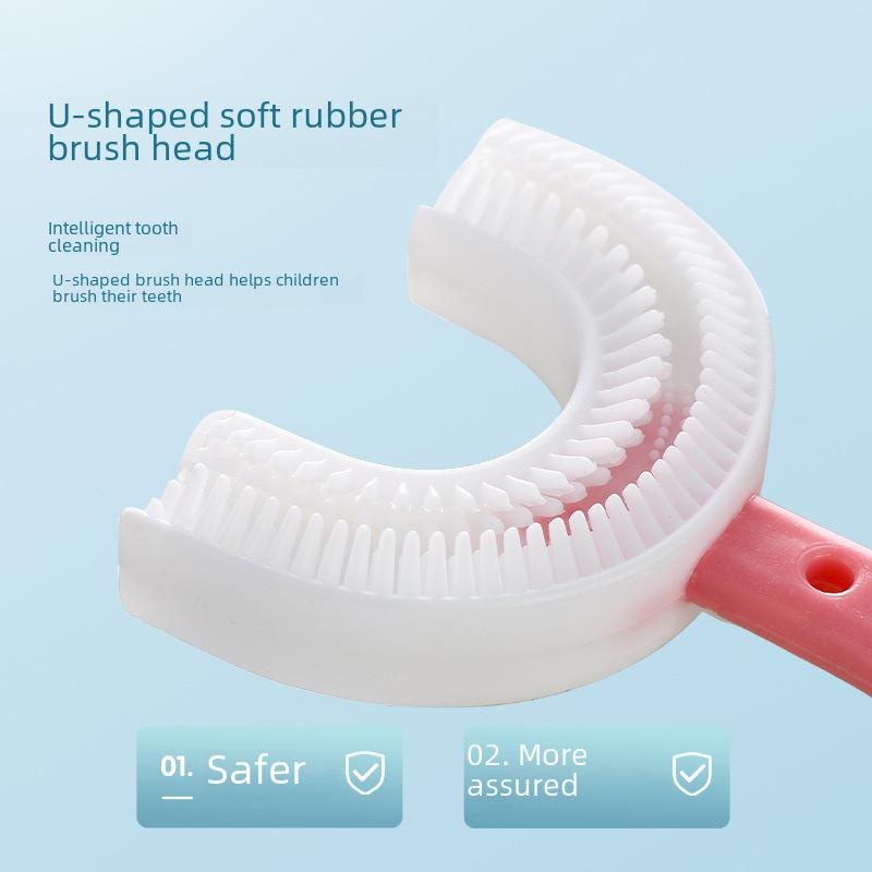 "U-Shaped Silicone Toothbrush & Toothpaste Set for Kids Ages 2-12"