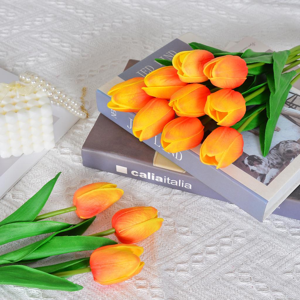 30 Stück Künstliche Tulpen 34cm Real Touch PU Kunstblumen Tulpenstiele für Hochzeit Frühlingsstrauß Blumengesteck Zuhause Büro Party Dekoration