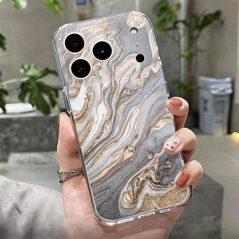 Sandstone Marble Pattern Case For iPhone 17 Pro Max Coque iPhone 16 15 14 13 Pro Max 11 Clear TPU Silicone Soft Cover
