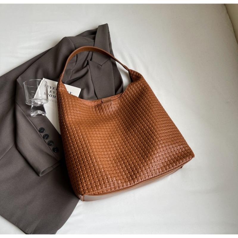 

Retro handwoven bag women s new trendy Korean niche tote bag casual large-capacity underarm bag 38*32*13 коричневий