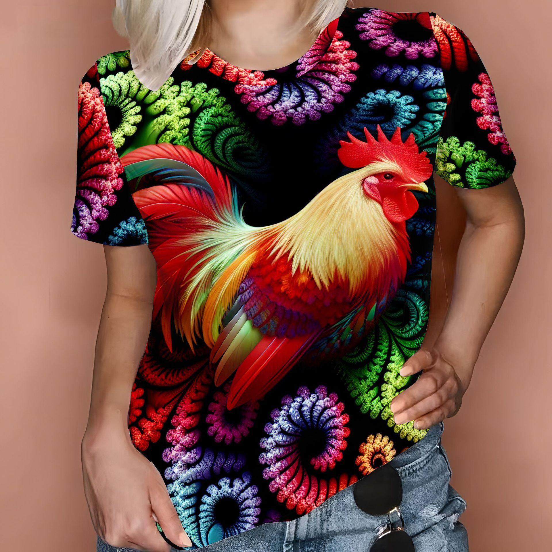 

Футболка большого размера с забавным рисунком животных для женщин, футболка с 3D-принтом, повседневная футболка с короткими рукавами, летние женские футболки 6XL