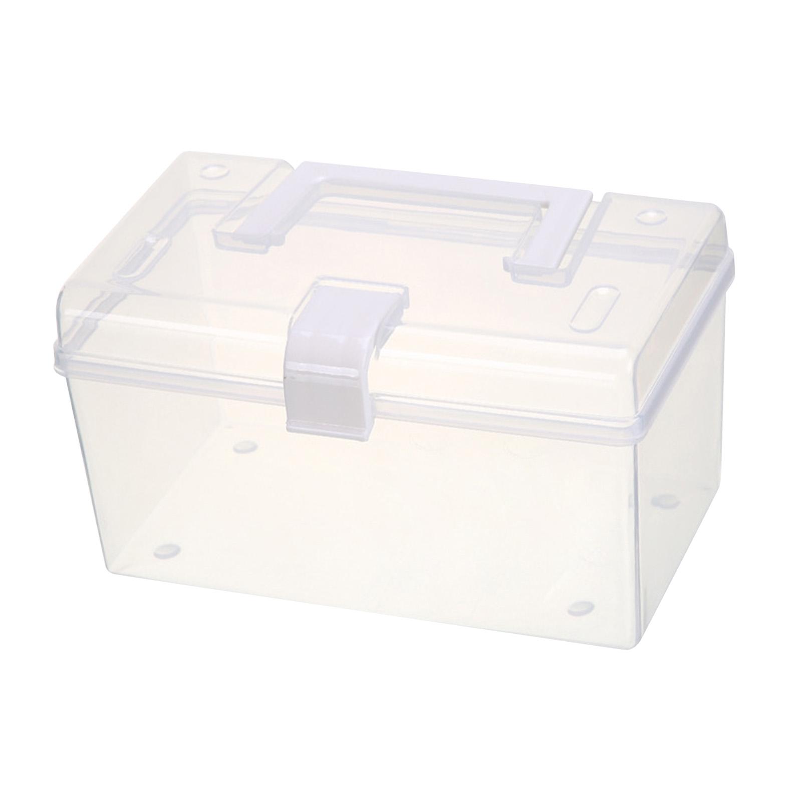 

Transparent Storage Box Large Capacity Handheld Desktop Organizer Portable Multifunctional Storage Container with S