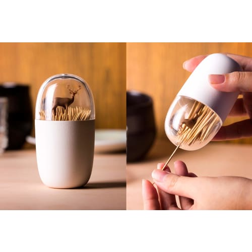 Quarry Toothpick Case/Container Holder with Lid, Tabletop, Nordic Design, Deer, Meadow Design, 521706900