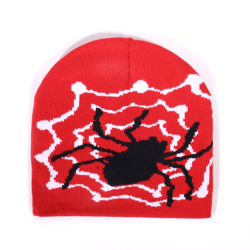 Spider Pattern Knit Beanie With Warmth For Winter Outdoor Casual Wear