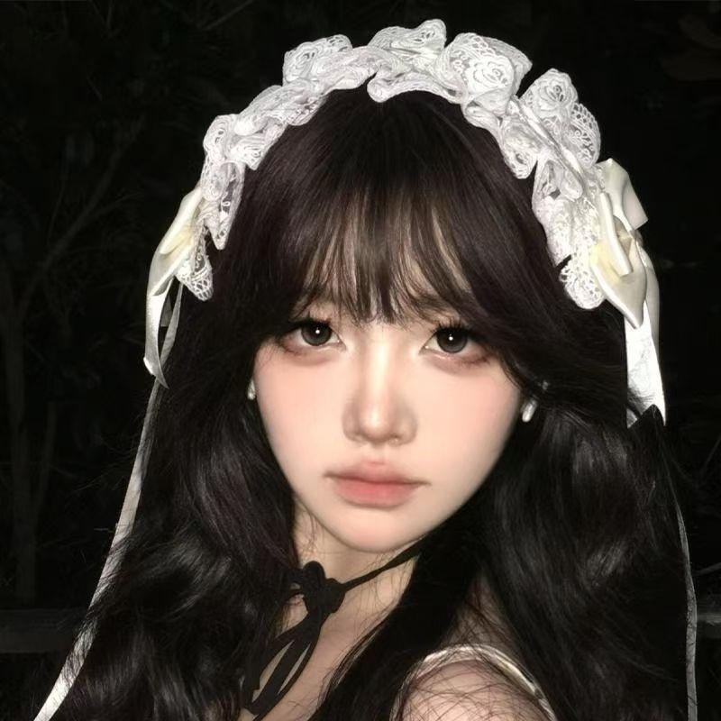 Lolita Headband Gift Lolita Hair Accessories Sweet Lace Hairband Coplay Photo Props Bowknot Ribbon Headwear Female