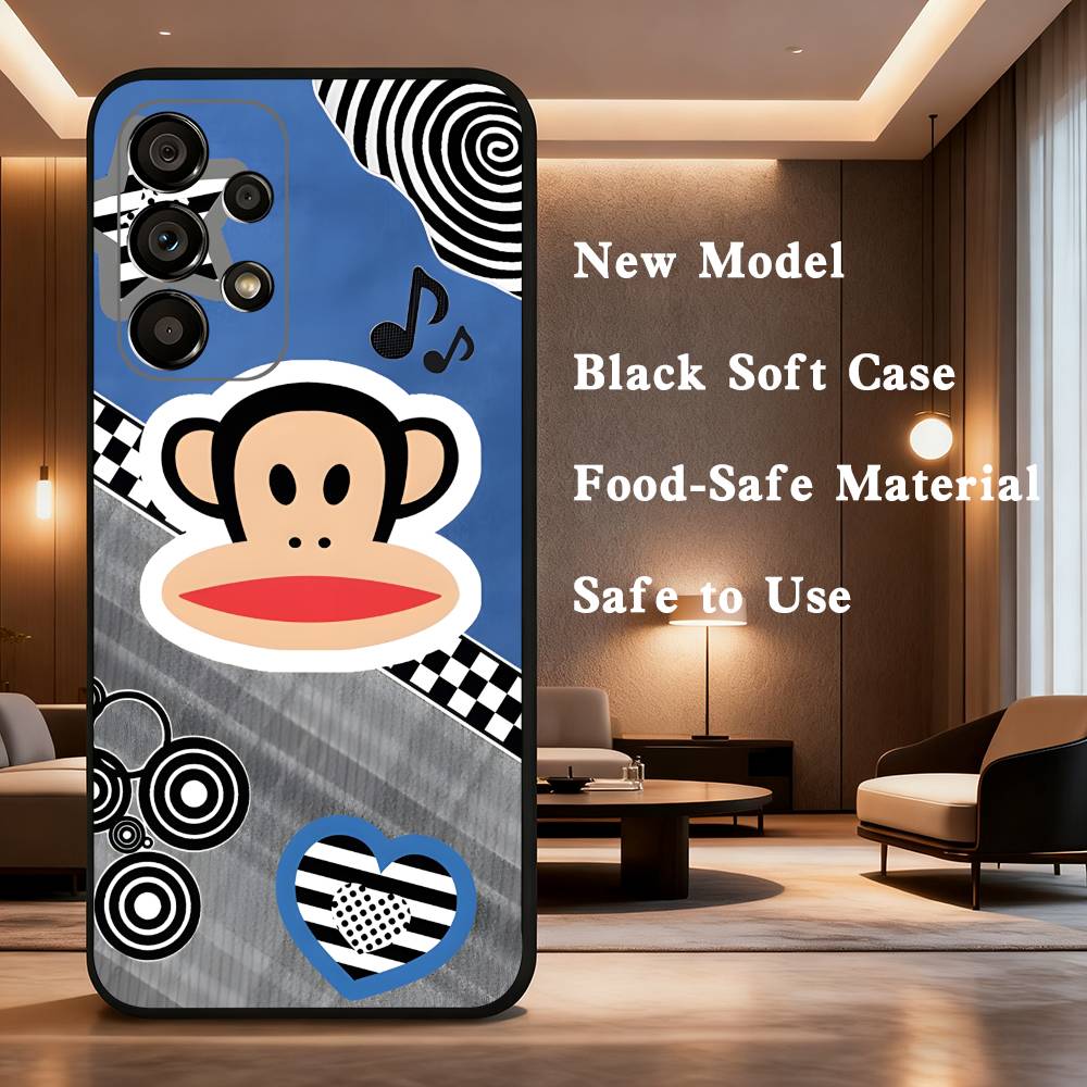 monkey Funny P-Paul F-Frank Case For Samsung Galaxy A73,72,41,J7,22,Note,31,8,9,52,71,53,32,Soft Black Silicone Cover SamsungA71 5G