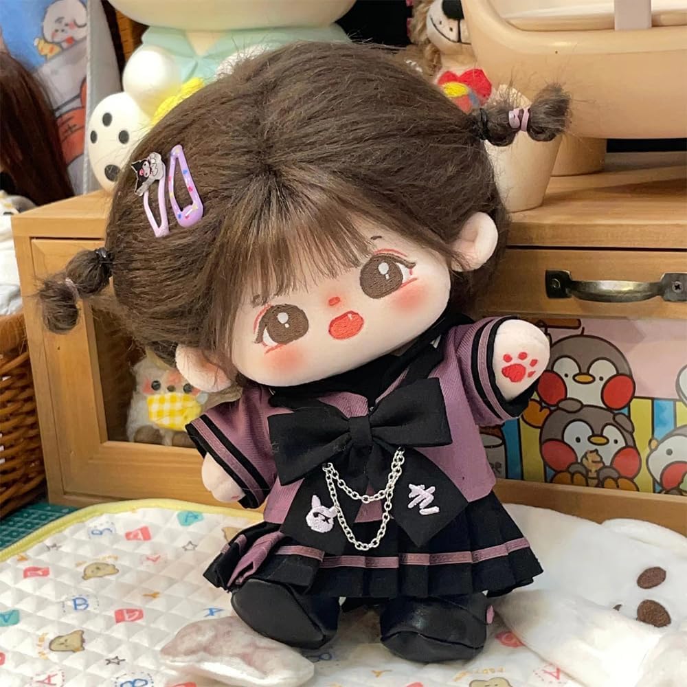 niannyyhouse 20cm Plush Doll Outfit Set Dress Up Clothes Skirt Shoes School Suit Doll Accessories