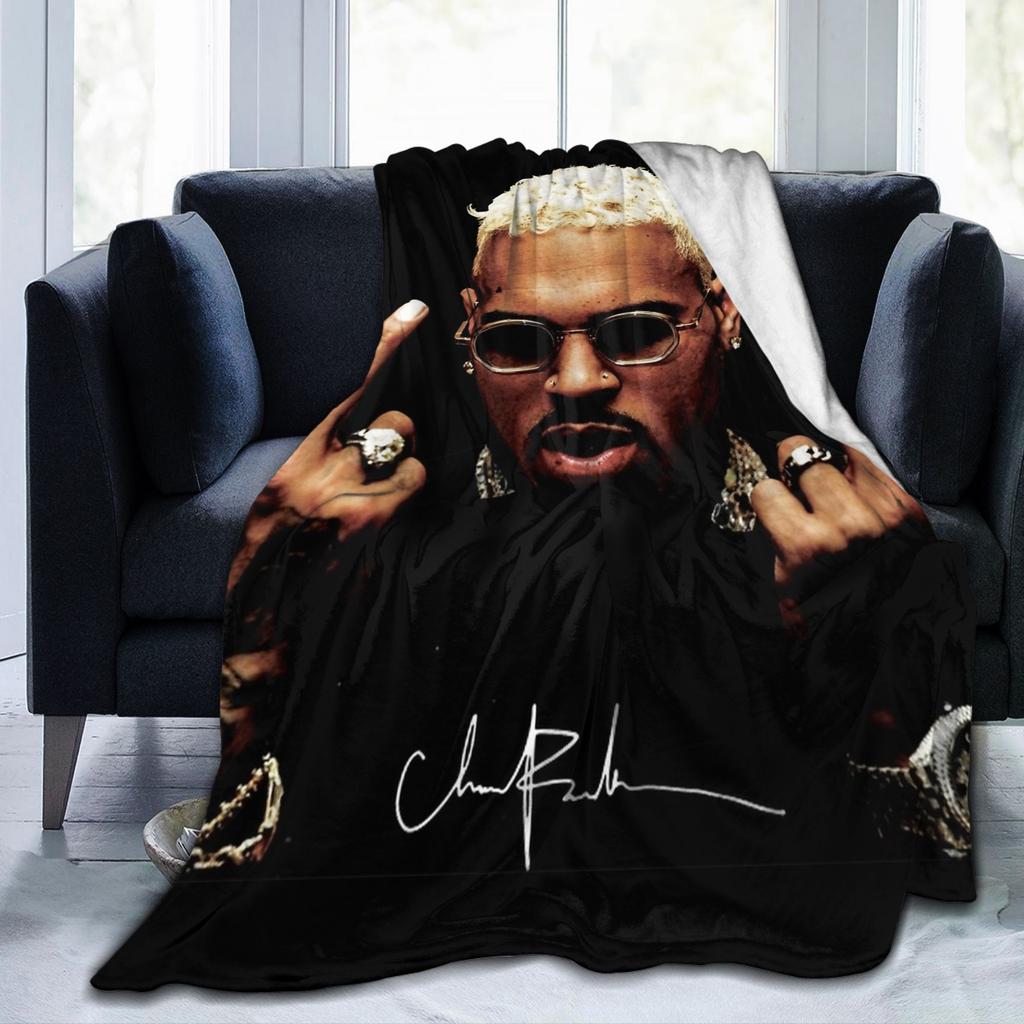 Middle Finger Vintage Chris Brown Blankets Fleece Autumn  Multi-function Super Soft Throw Blanket for Bedding Outdoor Bedspread