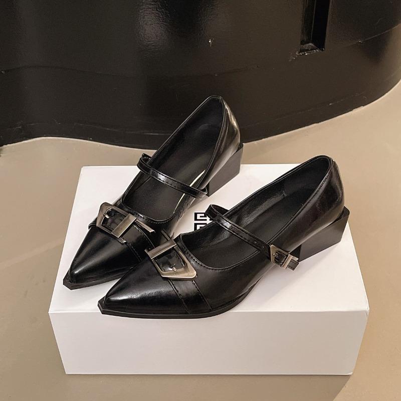 Woman Elegant Summer French Square Toe Green Mary Janes Cute Casual Flats Female Retro Shoes Low Heeled Soft Soled Flat Shoes