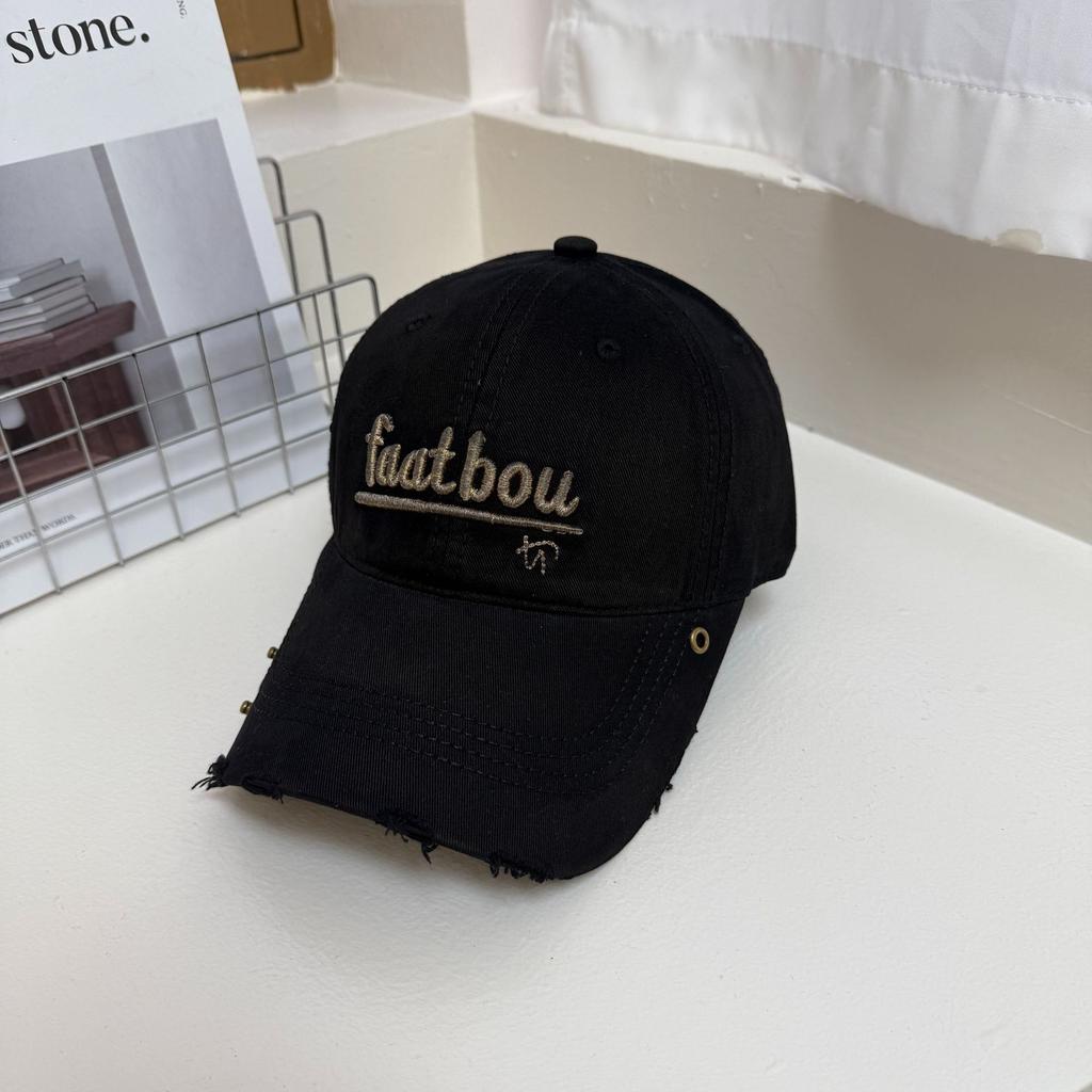 3D Letter Soft Top Duckbill Cap for Women and Men, Spring/Summer Korean Style Versatile Washed Distressed Street Fashion Sun Protection Baseball Cap