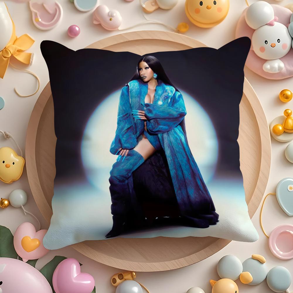 C-Cardi B-B Singer Cushion Cover Home & Car Multi-Scene Pillow Cover - Reversible, Soft & Durable for Daily Use