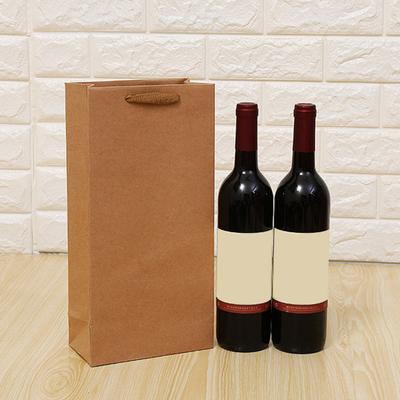 10 Pcs Kraft Paper Wine Bags Thickened Hard Paper Single Double Bottle Solid Color Great Load Bearing Champagne Beer Beverage Wine Gift Handbag