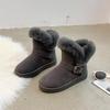 Women's 2024 Winter Waterproof Mid-Tube Snow Boots: Thick, Warm Cotton, All-Match, Student-Friendly, Easy Slip-On In Northeast Style