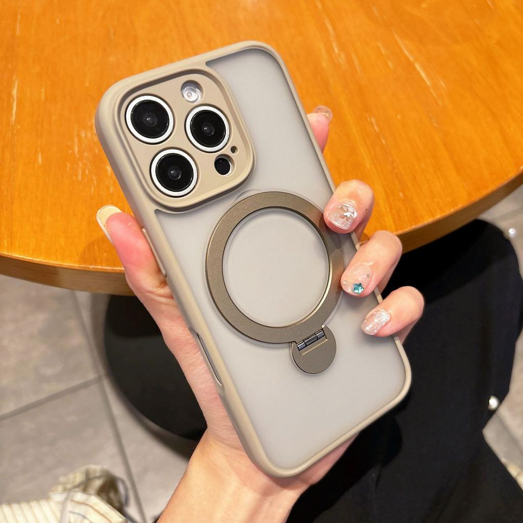 Applicable To IPhone 16 Rotating Magnetic Bracket Mobile Phone Case Apple 15 ProMax Skin Feeling Anti-fall Protection Case