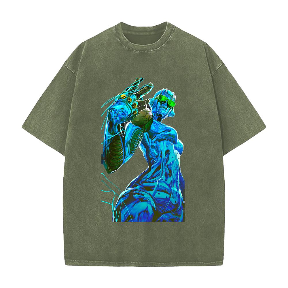 Stone Free Jolyne Printed Tee Anime JoJos Bizarre Adventure Clothing Men Women Retro Washed Tshirts Harajuku Cotton T Shirt
