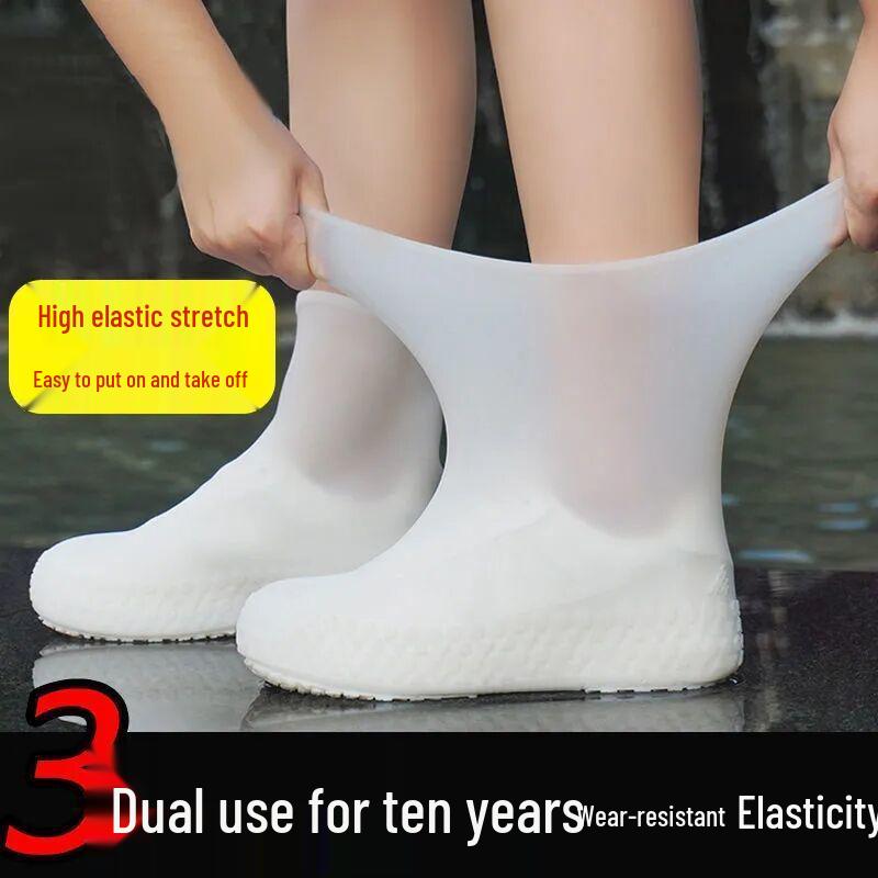 Waterproof, Non-Slip Latex Shoe Covers for Men & Women - Thick, Wear-Resistant, Reusable, Portable, Perfect for Rainy Days.