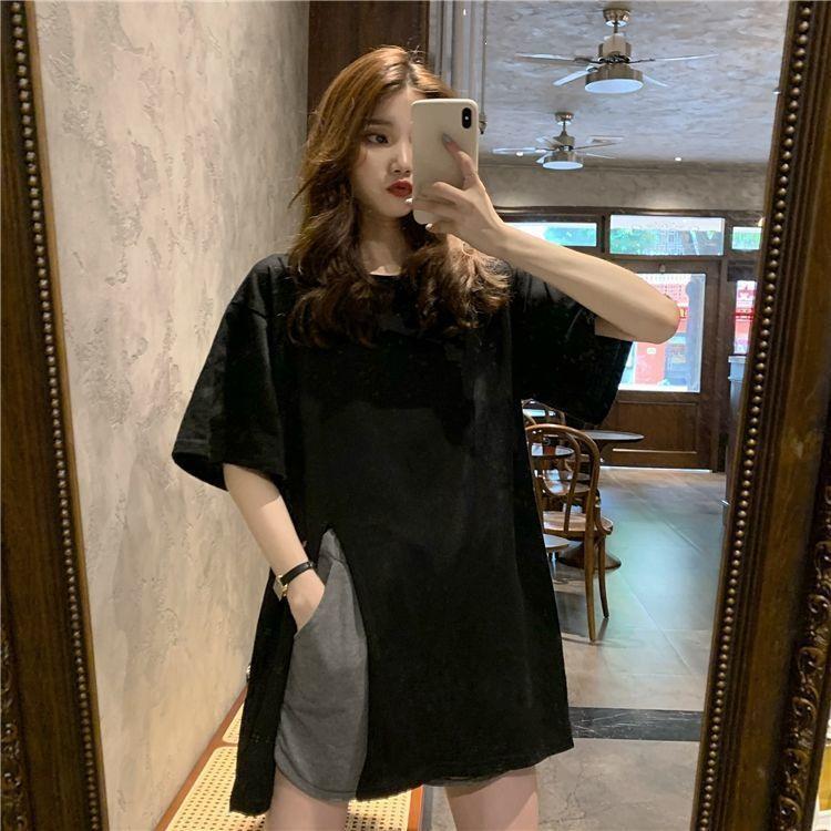 

Korean Style Oversized Maternity T-Shirt: Short Sleeve, Loose Fit, Mid-length, Summer 2026 Trend M (80-100 lbs) чёрный