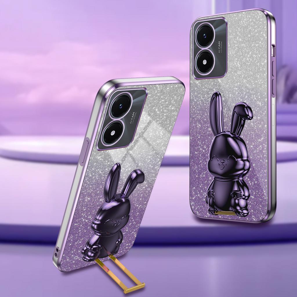 For vivo Y02s 4G Kickstand Case Rabbit Design Anti-Scratch Phone Cover