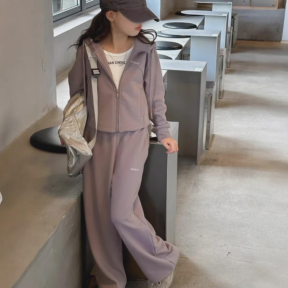 "Vestes de sport décontractées pour filles et ensembles deux pièces - Collection Printemps/Automne pour grands enfants"