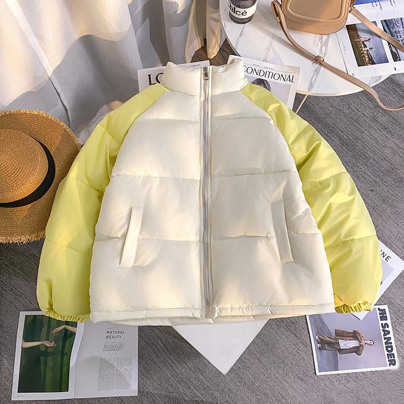 

Down Cotton Clothes Women s New Winter Thickened Couple Cotton-padded Clothes Color Matching Bread Clothes XXL