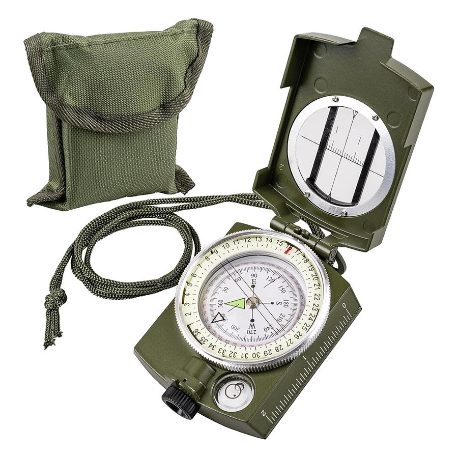 

Waterproof Shockproof Compass With Sighting Function Carabiner And Storage Pouch For Hiking Camping Outdoor Navigation Survival зелёный