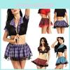Chic Women Sexy Costume Lingerie Student Uniform Set Featuring Flattering Miniskirt Style