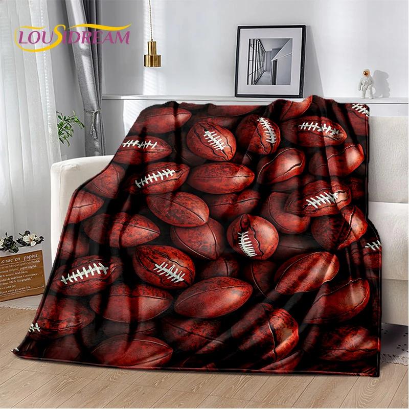 3D Rugby Field Rugby American Football Cartoon 2026 Soft Blanket,Soft Throw Blanket for Home Bedroom Bed Sofa Travel Cover Child